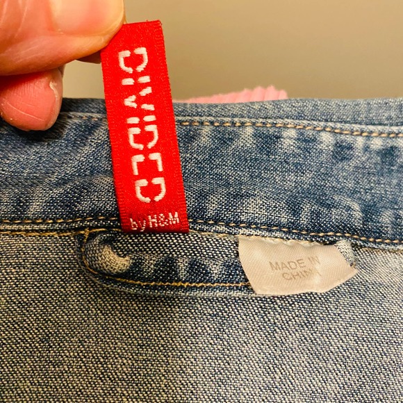 H&M Divided Womens Military Cotton Distressed Denim Jacket 40 - Picture 9 of 11